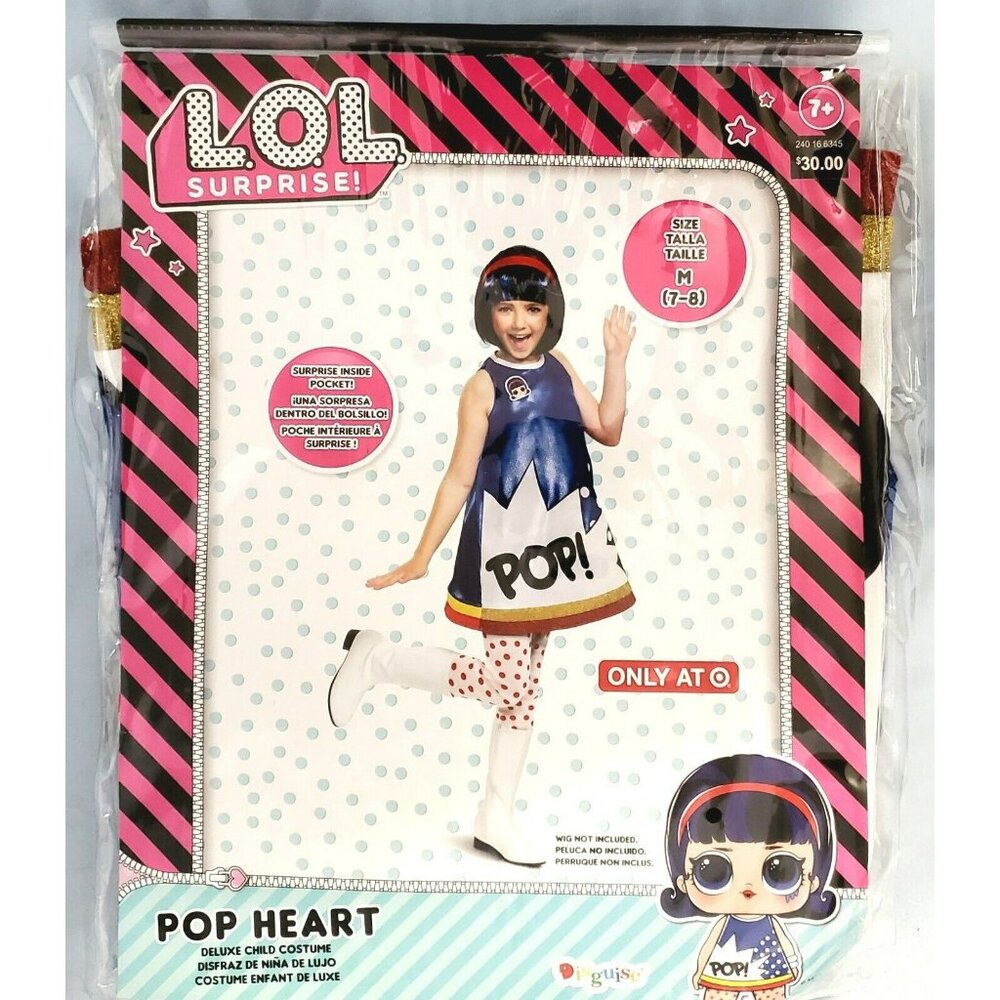 New LOL Deluxe Halloween Costume Surprise Pop Heart Doll Dress Up Girls M 7-8